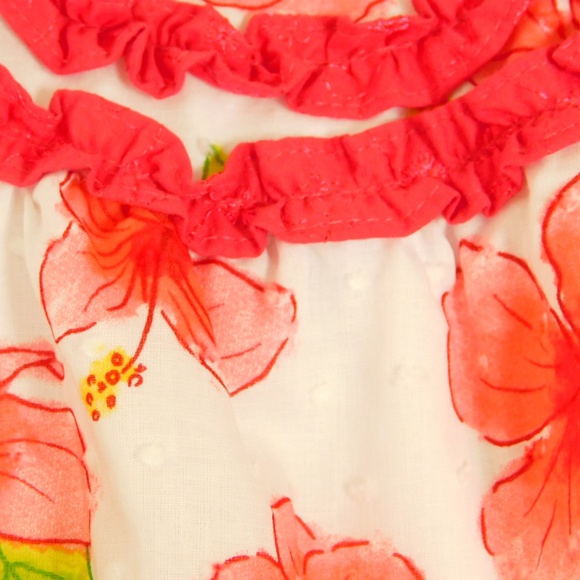 Penelope Mack Girls Coral Floral Ruffle Clip Dot Sundress Dress Size 5 NWT - Picture 5 of 7